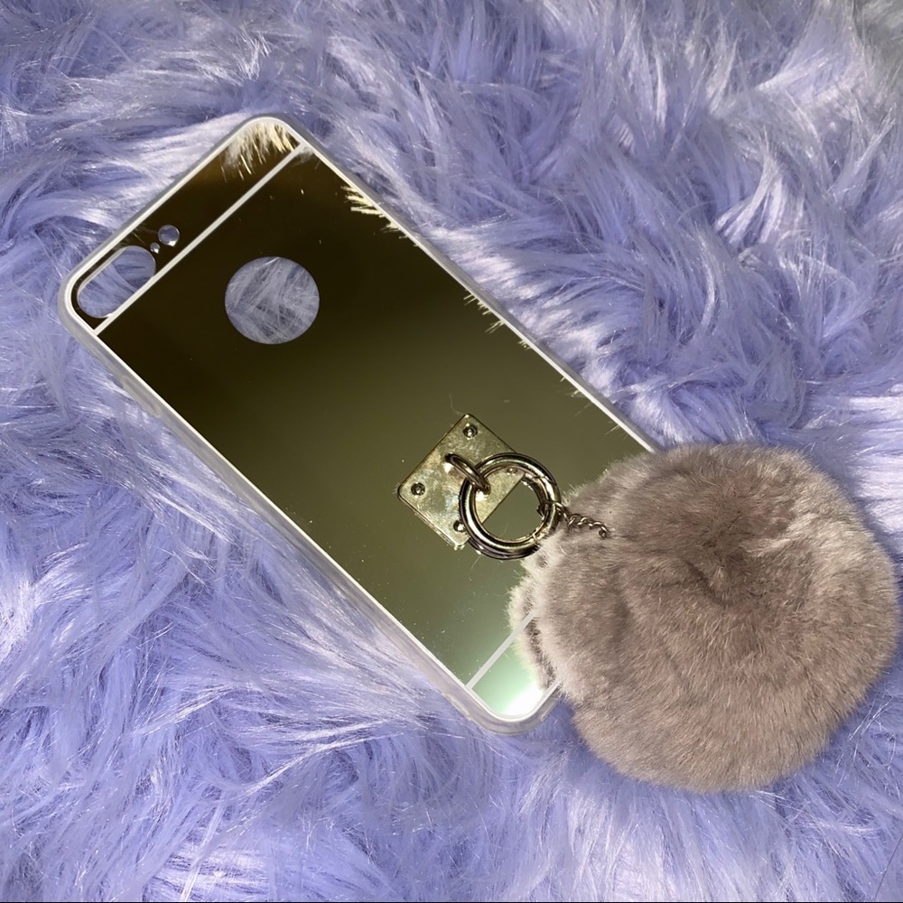 Silver Mirror Fur Ball Ring i Phone Case 6 Plus - Picture 5 of 6